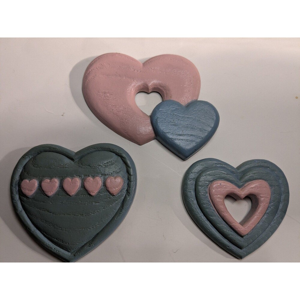 Set Of 3 Vintage Homco Burwood Hearts